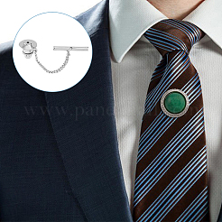 4шт. 2-х цветный мужской латунный зажим для галстука с цепочкой KK-FH0007-42