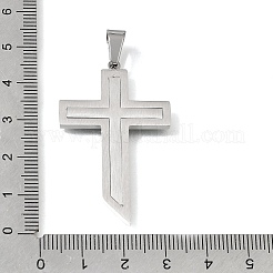 304ステンレスペンダント  クロスチャーム  ステンレス鋼色  43.5x28x2.5mm  穴：8x5mm&nbsp;SA-CBAC939-01P