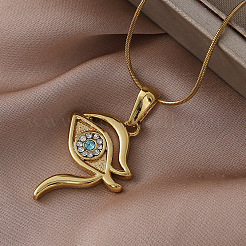 Элегантные подвески-колье из нержавеющей стали 304 с прозрачным стеклянным глазом для женщин.&nbsp;YU0551