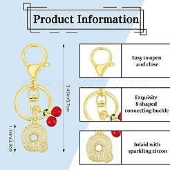 Portachiavi con ciondolo a forma di lettera in ottone micro pavé di zirconi cubici trasparenti&nbsp;KEYC-SW00015-Q