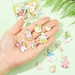 24 шт. 12 подвески из эмалевого сплава в виде пасхального кролика и гнома ENAM-FS0003-99