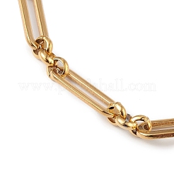 Ионное покрытие(ip) 304 нержавеющая сталь Фигаро цепочка браслет для женщин&nbsp;X-BJEW-G669-21G