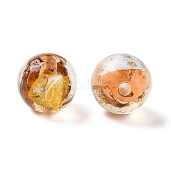 Ручной работы золотые и серебряные бусины Lampwork фольги&nbsp;GLAA-G107-07A-06