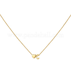 Простые регулируемые ожерелья из хирургической нержавеющей стали 316l с сердечками и инициалами для женщин WG95AEF-03