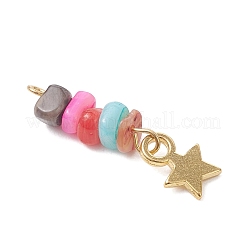 Бусины из окрашенных натуральных пресноводных раковин с подвесками в виде звезд из сплава.&nbsp;PALLOY-JF05030