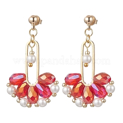 Веерные стеклянные серьги-гвоздики&nbsp;EJEW-MZ00674-01