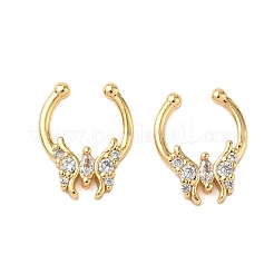 Латунные кольца для носа с круглыми/подковообразными штангами из прозрачного кубического циркония EJEW-D337-18E-G