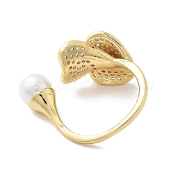 Manschettenringe aus Messing mit Mikropavé-Zirkonia für Damen&nbsp;RJEW-P129-02G