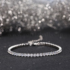 Браслет-цепочка из серебра [925] пробы с родиевым покрытием и настоящей платиной BJEW-P311-01P-01