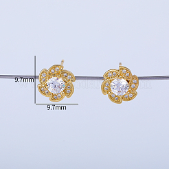 Изысканные серьги-гвоздики в форме цветка с латунным паве из прозрачных кубических цирконий MB8733