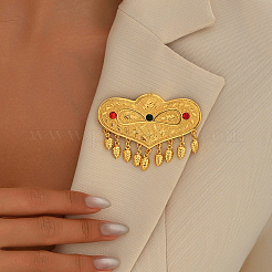 Элегантные броши в форме сердца из латуни в ближневосточном стиле для женщин AH8858