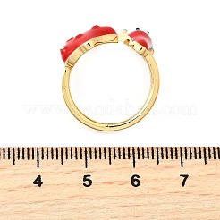 Латунные эмалевые манжеты открытые кольца для женщин RJEW-F184-10B-G