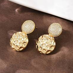 Серьги-гвоздики с цирконом из латуни EJEW-L275-15G-02