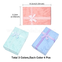 12 шт. 3-х цветные картонные бумажные коробки для ожерелий CON-FS0001-18