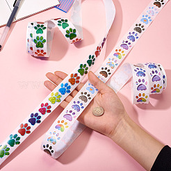 2 рулон 2-цветных бумажных наклеек с отпечатками собачьих лап&nbsp;DIY-TA0011-56