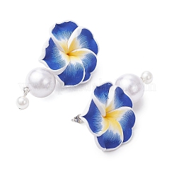 Полимерная глина 3d плюмерия серьги-гвоздики подвески EJEW-JE06417