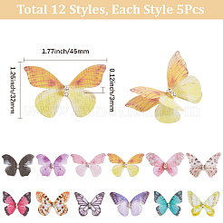 60 stücke 12 arten 3d gaze schmetterling ornament zubehör&nbsp;FIND-SP0020-64C