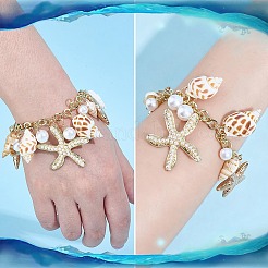 Модные оболочки шарм браслеты&nbsp;BJEW-PH0002-01