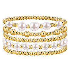 Conjuntos de pulseras elásticas redondas de cuentas de plástico CCB y perlas de imitación para mujer&nbsp;MA9022