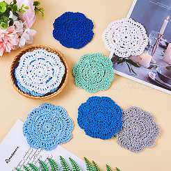 12 шт. 6-х цветные коврики для стола из полиэстера и хлопка ручной работы&nbsp;AJEW-MB0001-08