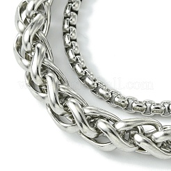 Браслеты из сплава пшеницы и коробчатой цепочки для женщин и мужчин BJEW-C069-01A-P