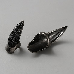 Женские кольца для ногтей из сплава со стразами&nbsp;RJEW-WH0002-24B