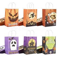 24 шт. 6 стильных подарочных пакета из крафт-бумаги с ручками на тему Хэллоуина&nbsp;CARB-FS0001-09