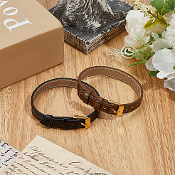 2 Stück 2 Farben Leder strukturierte Armband Riemen Schiebearmbänder für Schiebe-Charms&nbsp;AJEW-CL0002-98