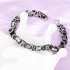 201 bracciali con catene bizantine in acciaio inossidabile per donne e uomini&nbsp;BJEW-F529-02AS