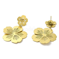 Серьги-гвоздики из нержавеющей стали с полым цветком для женщин&nbsp;LS-EJEW-G360-01B