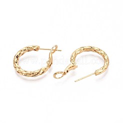 Плетеные латунные серьги-кольца EJEW-T047-98G