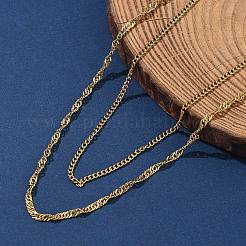 304 нержавеющая сталь сингапурская цепочка двухслойные ожерелья для женщин NJEW-U050-02B-G