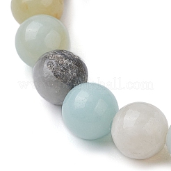 Perles de dauphin turquoise synthétiques avec bracelets extensibles en perles d'amazonite à fleurs naturelles&nbsp;BJEW-JB10213-01
