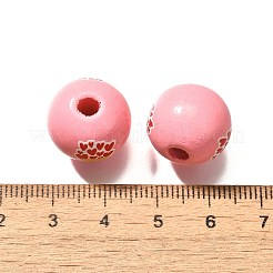Perles en bois imprimées avec éléments de la Saint-Valentin&nbsp;WOOD-R002-01-21