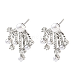 Серьги-гвоздики из латуни с микропаве из кубических цирконий в стиле фейерверк&nbsp;EJEW-G452-02P