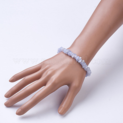 Natürliche blaue Spitze Achat Perlen Stretch Armbänder&nbsp;X-BJEW-JB02683-01