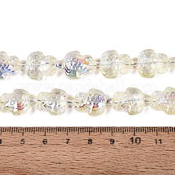 電気メッキ透明ガラスビーズ連売り  カメ  ABカラーメッキ  半分メッキ  染められ、ハートが入った  淡黄色  17.5~18.5x13.5~14x8~8.5mm  穴：1~1.2mm  約40~45個/連  26.77~30.12インチ（68~76.5cm）&nbsp;EGLA-N055-04A-10