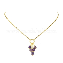 Collana da donna con ciondolo a nappa con perline a cubo sfaccettato in pietre preziose miste naturali e catena a satellite in acciaio inossidabile 304.&nbsp;NJEW-JN06447