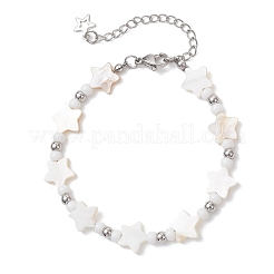 2 шт. браслет из натуральных белых ракушек в виде звезды и луны.&nbsp;BJEW-JB13283