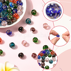 112шт набор из 8-х цветных бусин ручной работы из золотого песка в технике лэмпворк LAMP-PA0001-19