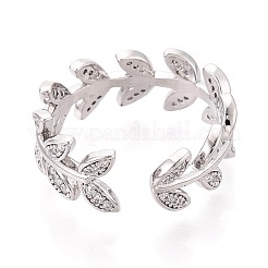 Латунные кольца-манжеты с микропаве из прозрачных кубических цирконий KK-T079-59P