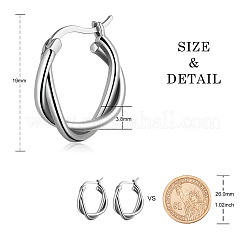 スターリングシルバーのスプリットイヤリング925個  フープピアス  銀  19x3.8mm&nbsp;JE900A