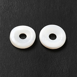 天然淡水シェルビーズ  ドーナツ/円盤  ホワイト  12x2.5mm  穴：3.5mm&nbsp;SHEL-G014-02C