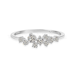 925 anello da dito in argento sterling con micro pavé di zirconi cubici trasparenti per donna&nbsp;FS-WG88D88-01