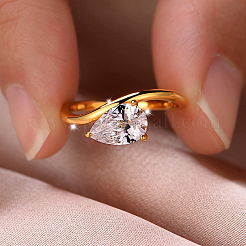 Bagues en laiton pavées d'un seul zircon cubique pour femmes&nbsp;LS-ZK8046-1
