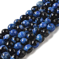 ファイヤーアゲートクラックルビーズ連売り  染め＆加熱  多面カットラウンド  藤紫色  8mm  穴：1mm  約47個/連  14.57~14.84インチ（37~37.7cm）&nbsp;G-G079-A04-03