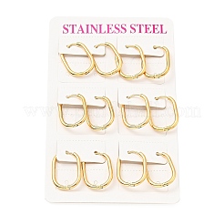 Серьги-кольца с овальным шарниром из нержавеющей стали 303 с вакуумным покрытием PVD и штифтами из нержавеющей стали 316 для женщин EJEW-F285-31B-G