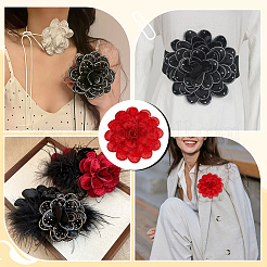 Blumenbroschen aus Polyester&nbsp;JEWB-WH0020-130B