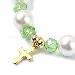 8 мм голографические синтетические лунные камни и ракушечные жемчужины круглые эластичные браслеты BJEW-JB10920