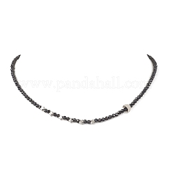 2 шт. 2 стиля ожерелий из латунных бусин в виде луны и звезды и граненых круглых бусин из натуральной черной шпинели для женщин NJEW-JN05657